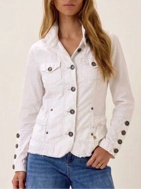 Twill Twenty Two White Military Jacket Size XS Lightweight Cotton Poplin Shacket